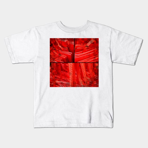 RED LEATHER LABYRINTH Kids T-Shirt by mister-john